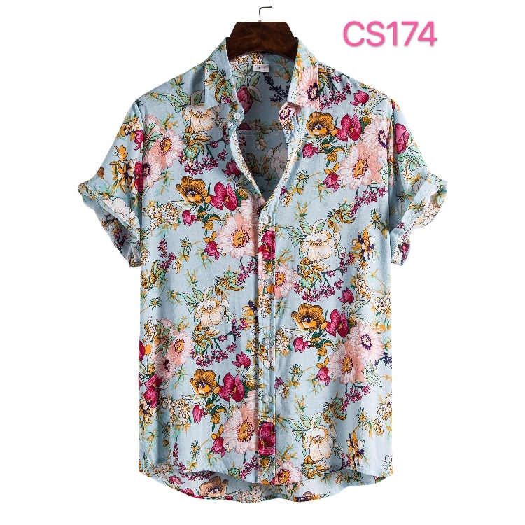 Floral Hawaiian Aloha Shirt Men 2020 Summer Short Sleeve Quick Dry Beach Wear Casual Button Down Vacation Clothing Chemise Homme