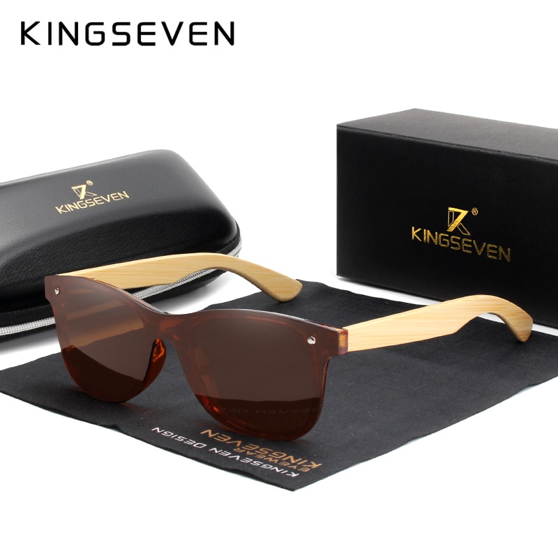 KINGSEVEN Natural Bamboo Mirror Lens Polarized Sunglasses – Torch Graphics