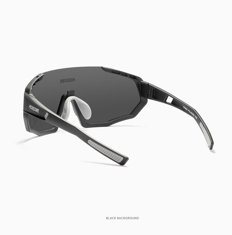 KDEAM Shatterproof TR90 Active Polarized Sunglasses Men Ultra-grip Rubber Nose Multilayer Mirror Lens + Clear Lens KD0802