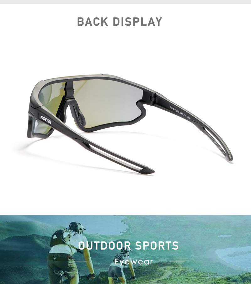 KDEAM Durable TR90 Men's Sports Sunglasses Polarized Scratch-resistant 1.1mm Thickness Lens Coating Sun Glasses Man KD0801