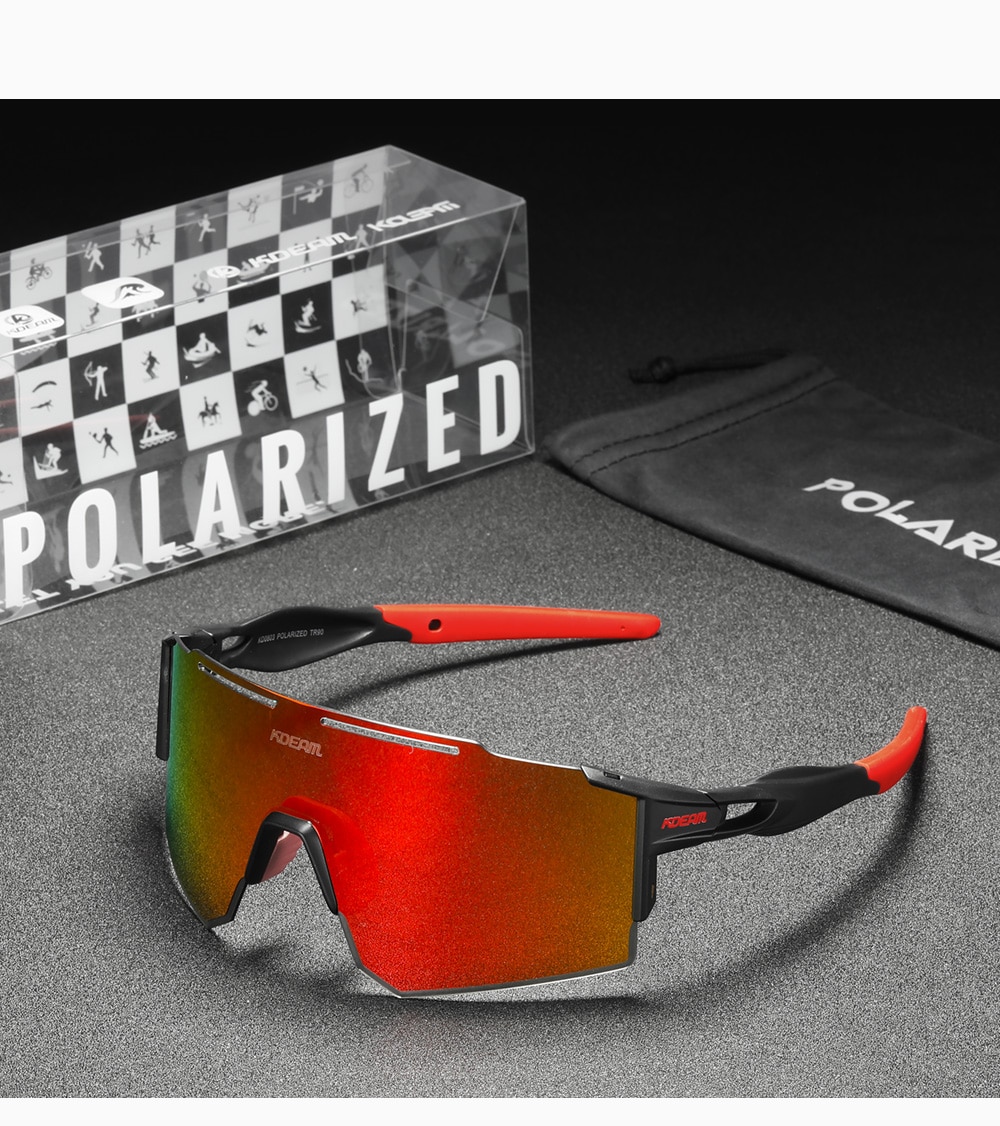 KDEAM TR90 Men's Sports Sunglasses Polarized 1.2mm Thickness Lens Non-Slip Rubber Nose Deduce The Wind Resistance Sun Glasses