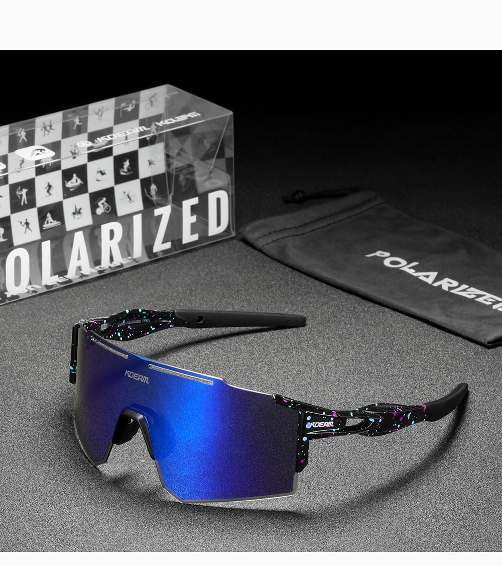 KDEAM TR90 Men's Sports Sunglasses Polarized 1.2mm Thickness Lens Non-Slip Rubber Nose Deduce The Wind Resistance Sun Glasses