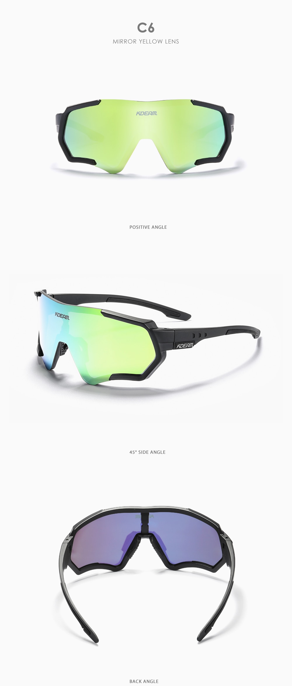 KDEAM Outdoor Sports Men's Sunglasses TR90 Polarized Polaroid Sun Glasses Flash Real Coating Sunglasses KD714 CE
