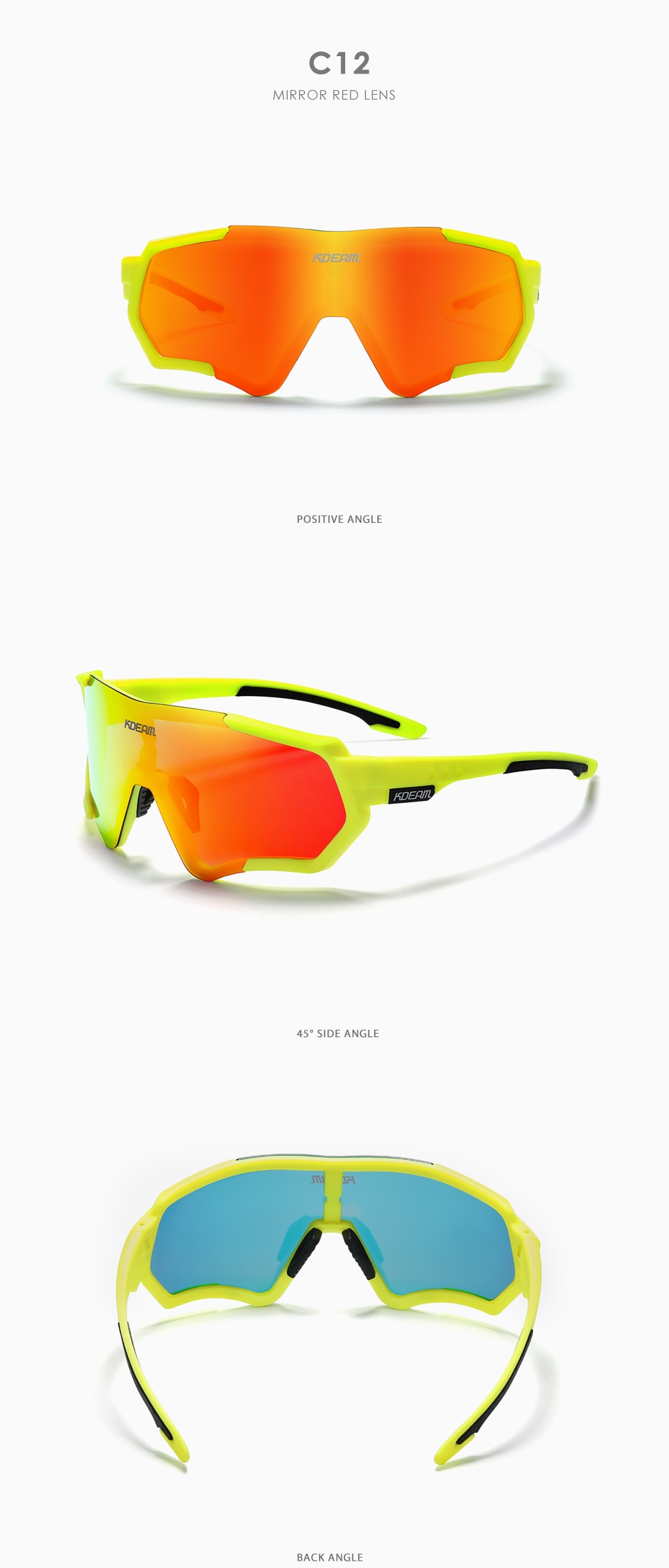 KDEAM Outdoor Sports Men's Sunglasses TR90 Polarized Polaroid Sun Glasses Flash Real Coating Sunglasses KD714 CE