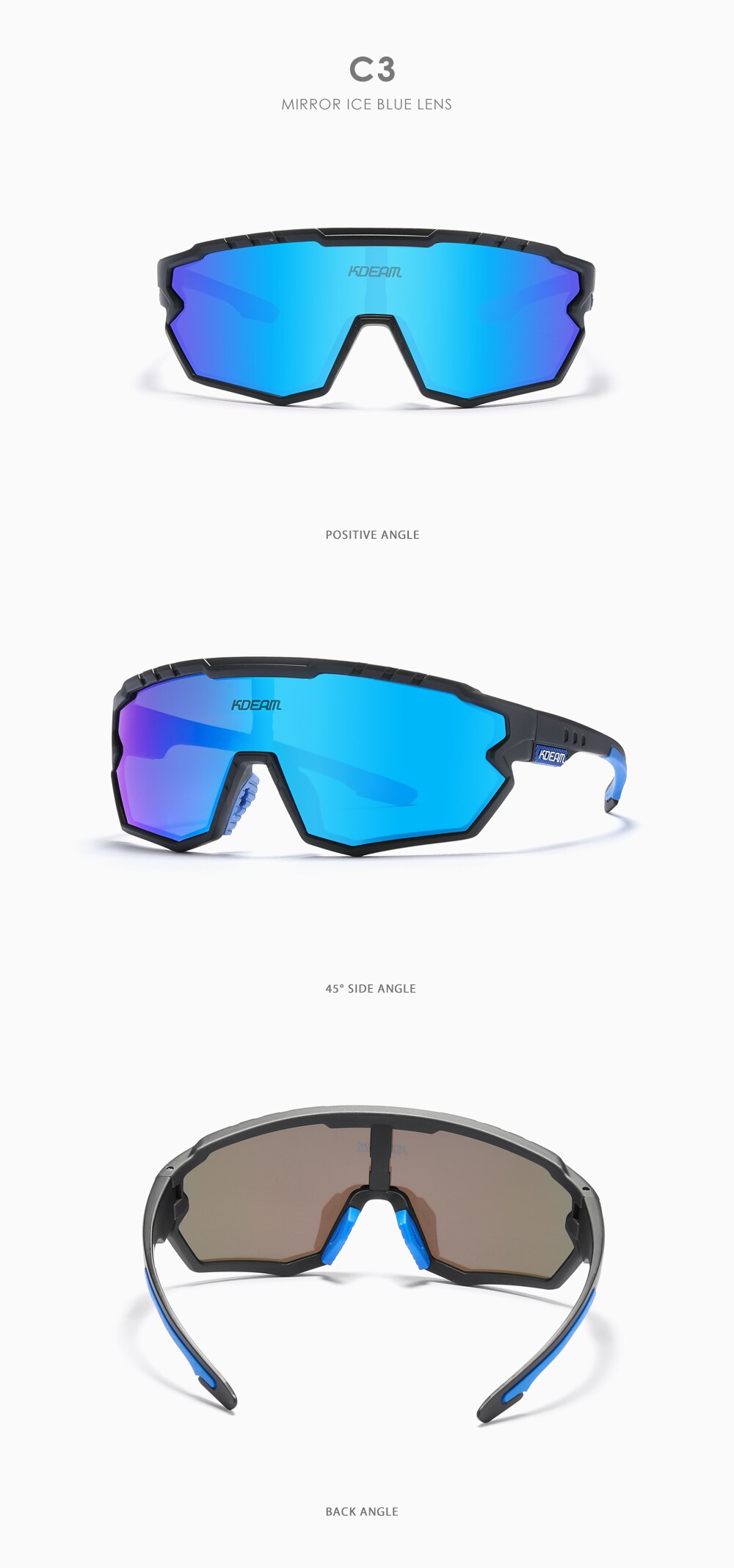 TR90 Performance Sports Sunglasses Polarized 3D KDEAM Brand Logo Summer-Athletics Goggles For Men Built-In Myopia Frame KD717