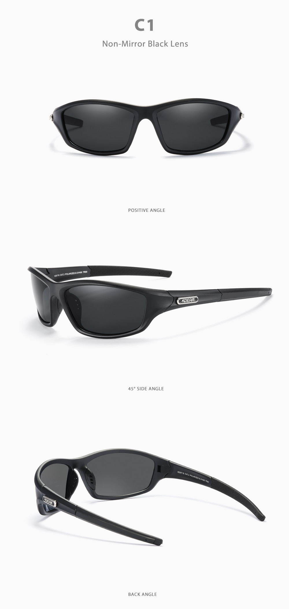 KDEAM Upgraded TR90 Men's Sunglasses Polarized Sports Fishing The Unique Flexible Sun Glasses Men Outdoor Lifestyles Goggles