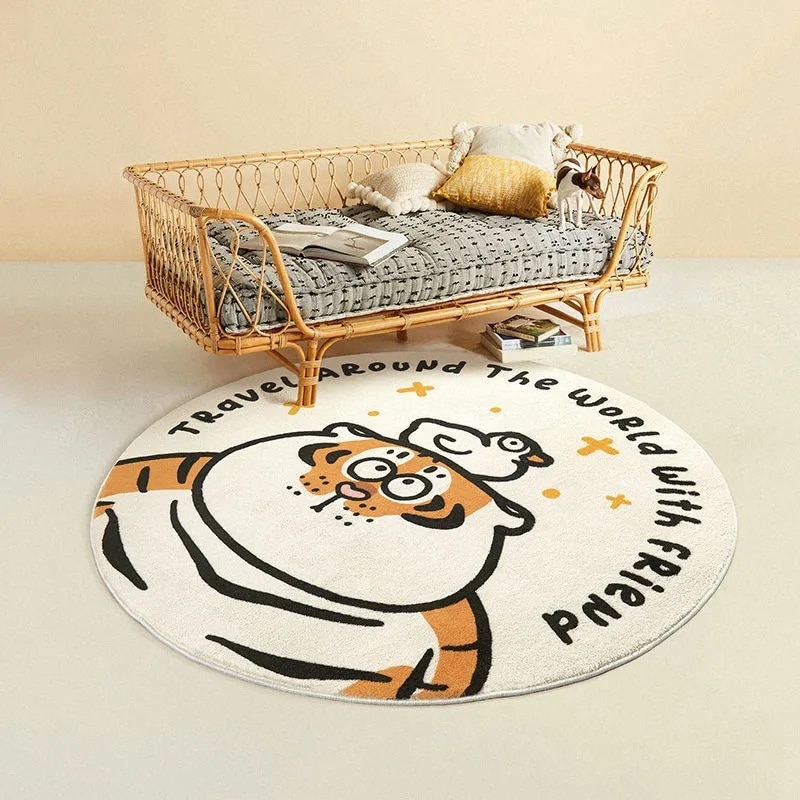 Human Made Rug Cartoon Tiger Lounge Rug Human Made Tiger Irregular Carpet  Luxury Bedroom Bedside Carpet Living Room Home Decor
