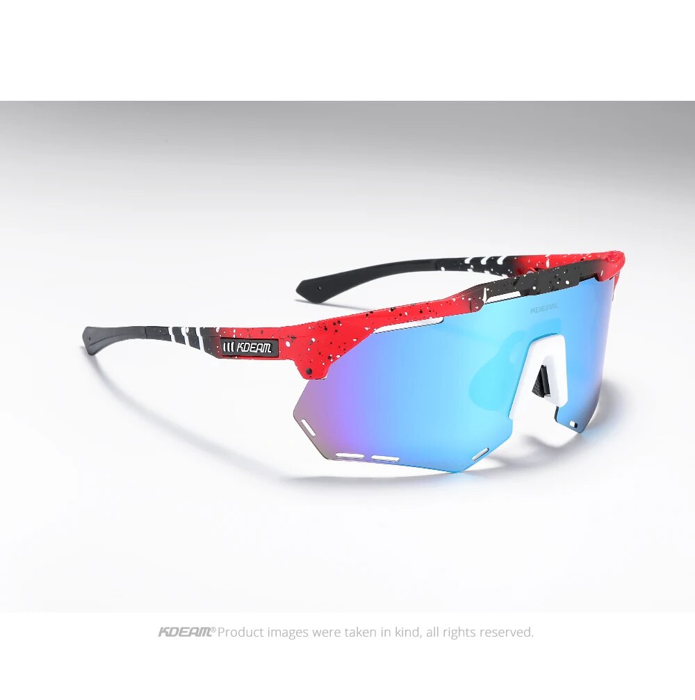 KDEAM Polarized Cycling Sunglasses Men Adjust The Nose Pad Up And Down Bendable Glasses Temples Detachable Fittings Googles